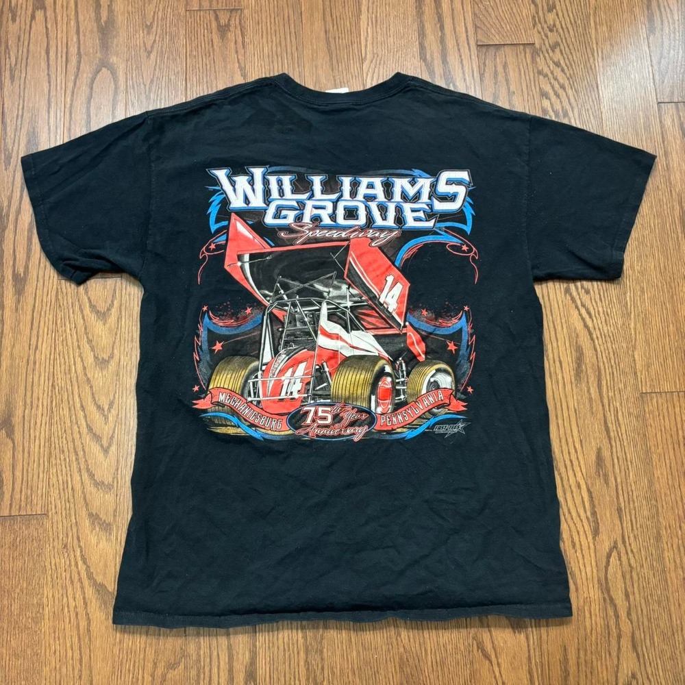 Vintage Y2K nascar racing t shirt Williams grove speedway black faded tee Mens L